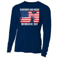 Remember And Honor Memorial Day Usa Flag Cooling Performance Long Sleeve Crew