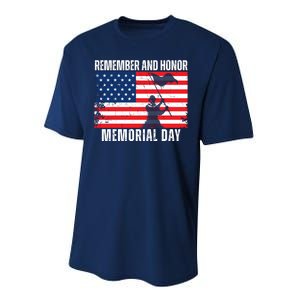 Remember And Honor Memorial Day Usa Flag Performance Sprint T-Shirt