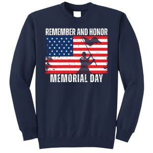 Remember And Honor Memorial Day Usa Flag Tall Sweatshirt