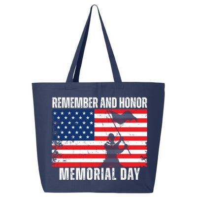 Remember And Honor Memorial Day Usa Flag 25L Jumbo Tote