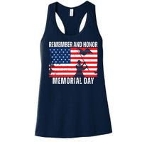 Remember And Honor Memorial Day Usa Flag Women's Racerback Tank