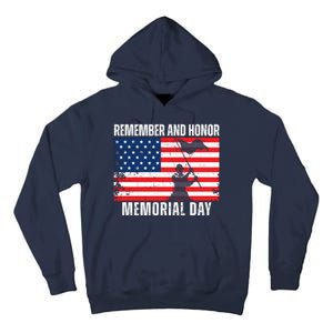 Remember And Honor Memorial Day Usa Flag Tall Hoodie