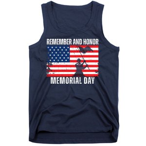 Remember And Honor Memorial Day Usa Flag Tank Top