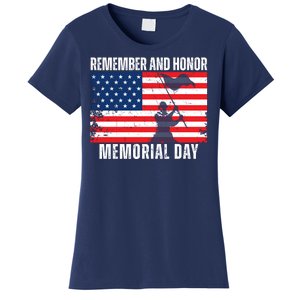 Remember And Honor Memorial Day Usa Flag Women's T-Shirt