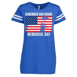 Remember And Honor Memorial Day Usa Flag Enza Ladies Jersey Football T-Shirt