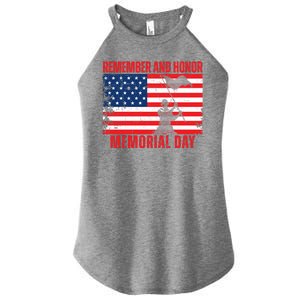 Remember And Honor Memorial Day Usa Flag Women's Perfect Tri Rocker Tank