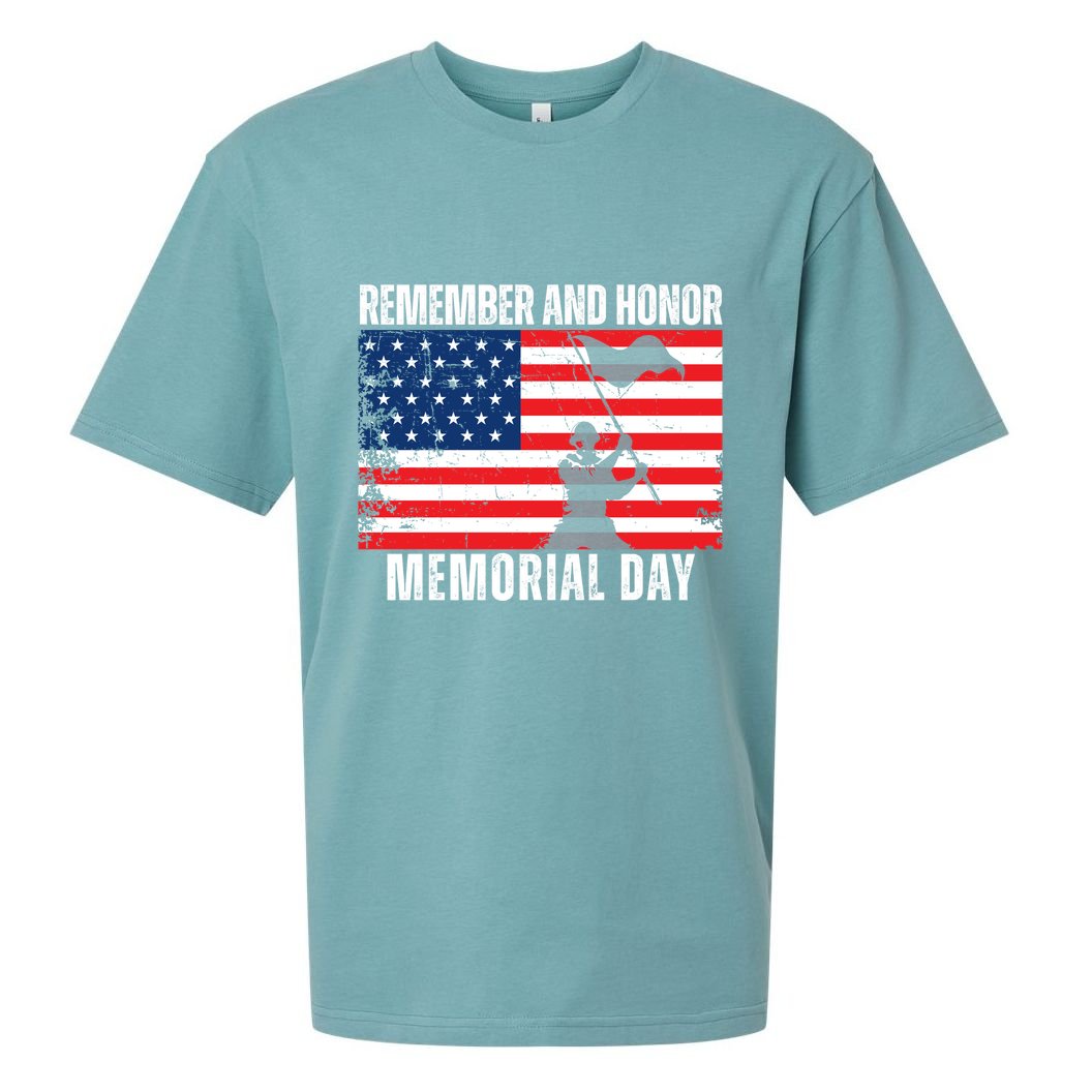 Remember And Honor Memorial Day Usa Flag Sueded Cloud Jersey T-Shirt