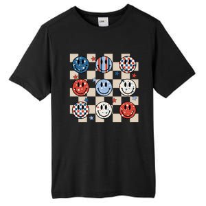 Retro America Hippie Usa Patriotic Checkered 4th Of July Gift Tall Fusion ChromaSoft Performance T-Shirt