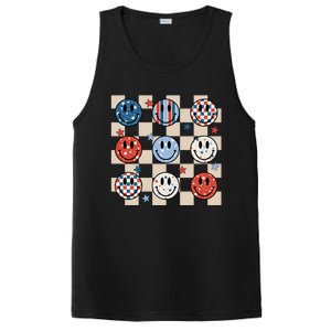 Retro America Hippie Usa Patriotic Checkered 4th Of July Gift PosiCharge Competitor Tank