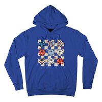 Retro America Hippie Usa Patriotic Checkered 4th Of July Gift Hoodie