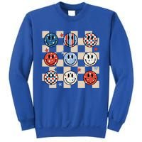 Retro America Hippie Usa Patriotic Checkered 4th Of July Gift Sweatshirt