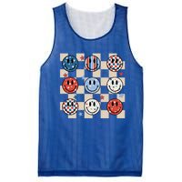 Retro America Hippie Usa Patriotic Checkered 4th Of July Gift Mesh Reversible Basketball Jersey Tank