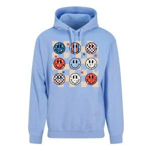 Retro America Hippie Usa Patriotic Checkered 4th Of July Gift Unisex Surf Hoodie