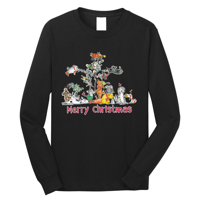 Red And Howling Merry Christmas Long Sleeve Long Sleeve Shirt