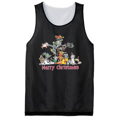 Red And Howling Merry Christmas Long Sleeve Mesh Reversible Basketball Jersey Tank