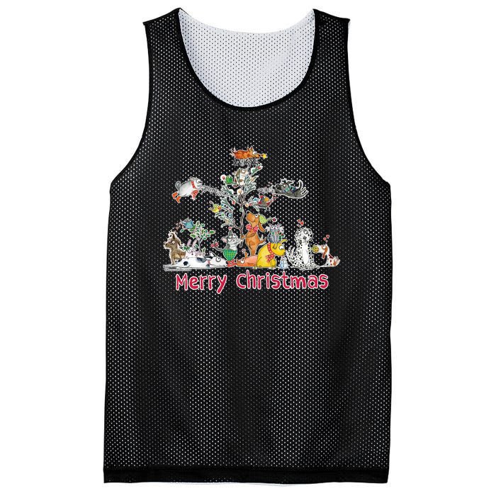 Red And Howling Merry Christmas Long Sleeve Mesh Reversible Basketball Jersey Tank