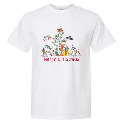 Red And Howling Merry Christmas Long Sleeve Garment-Dyed Heavyweight T-Shirt