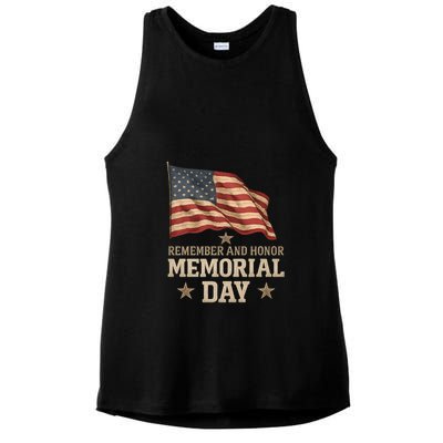 Remember and Honor Memorial Day Ladies PosiCharge Tri-Blend Wicking Tank