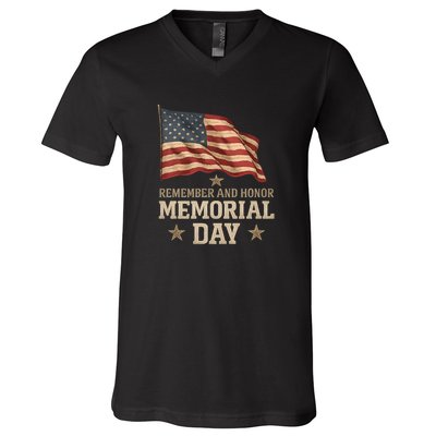 Remember and Honor Memorial Day V-Neck T-Shirt