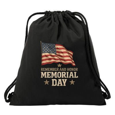 Remember and Honor Memorial Day Drawstring Bag