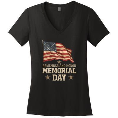 Remember and Honor Memorial Day Women's V-Neck T-Shirt