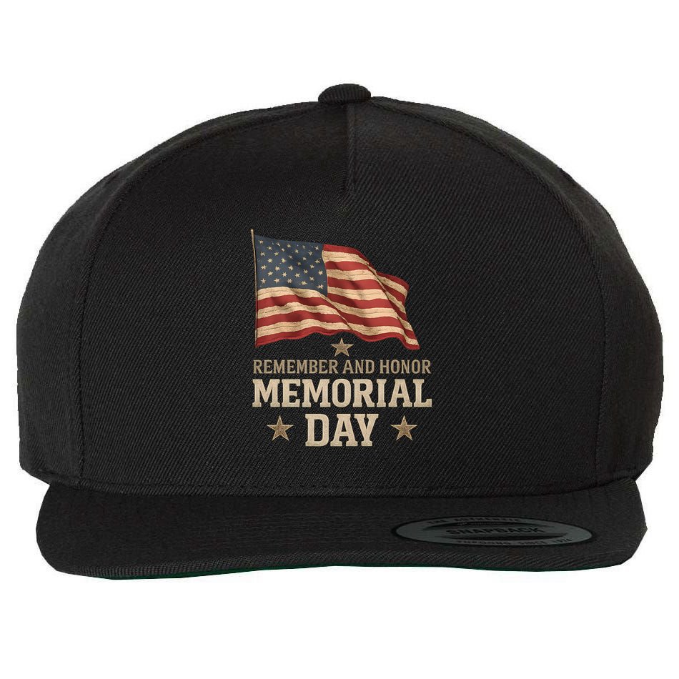 Remember and Honor Memorial Day Wool Snapback Cap