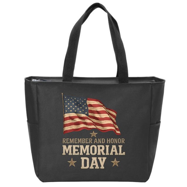 Remember and Honor Memorial Day Zip Tote Bag