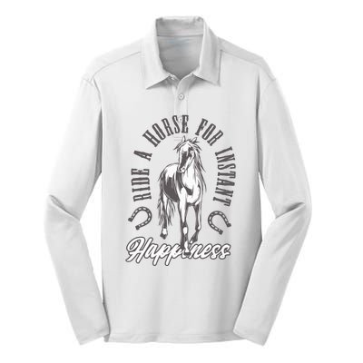 Ride A Horse For Instant Happiness Silk Touch Performance Long Sleeve Polo