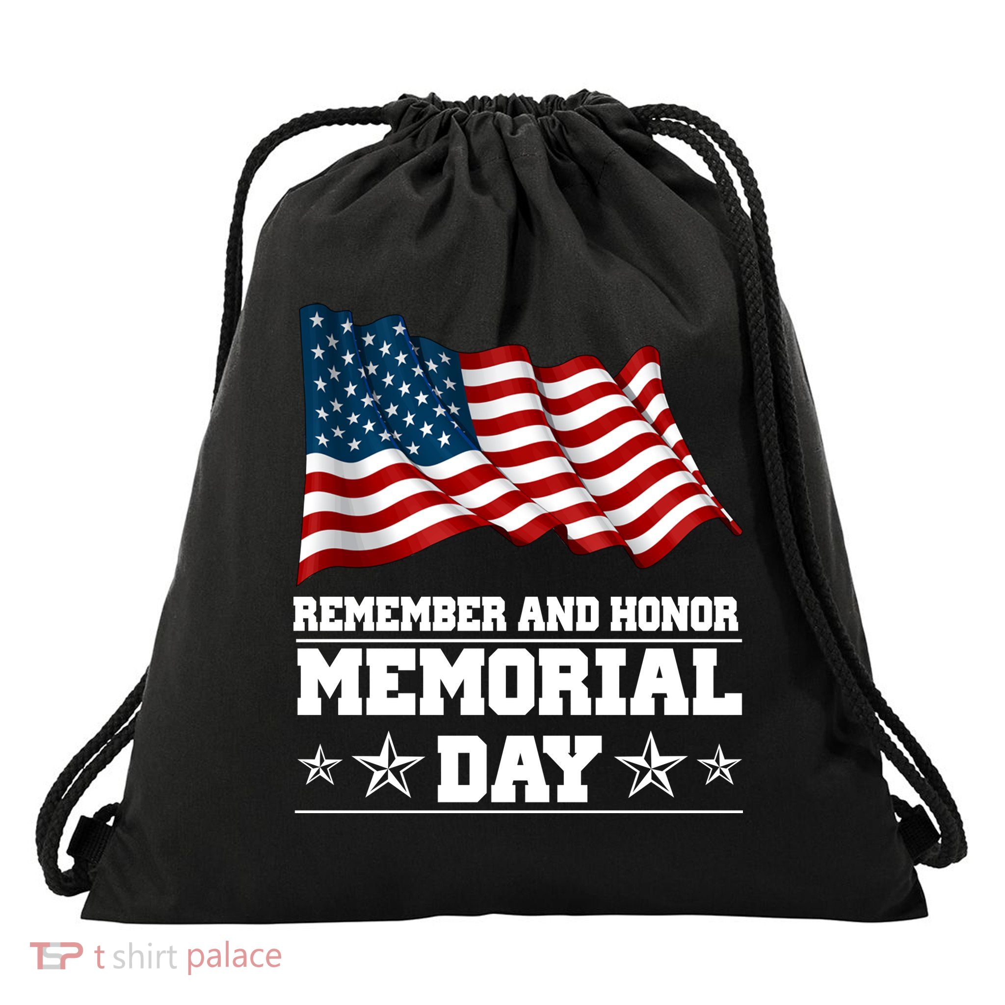 Remember And Honor Memorial Day Patriot Drawstring Bag