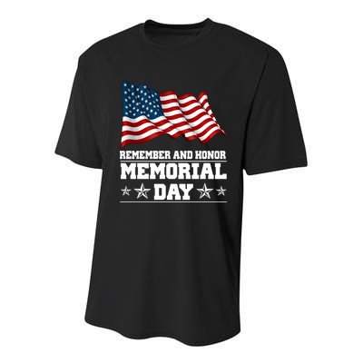 Remember And Honor Memorial Day Patriot Youth Performance Sprint T-Shirt