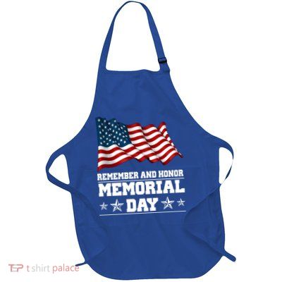 Remember And Honor Memorial Day Patriot Full-Length Apron With Pockets