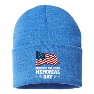 Remember And Honor Memorial Day Patriot Sustainable Knit Beanie