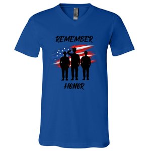 Remember And Honor Design For Patriots Cool Gift V-Neck T-Shirt