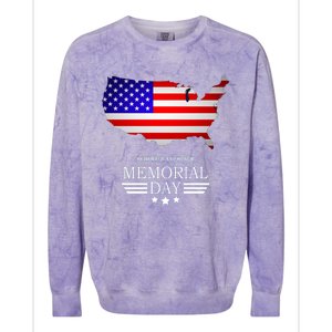 Remember And Honor Memorial Day American Flag Gift Colorblast Crewneck Sweatshirt