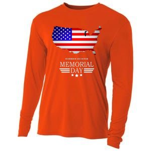 Remember And Honor Memorial Day American Flag Gift Cooling Performance Long Sleeve Crew