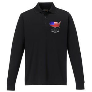 Remember And Honor Memorial Day American Flag Gift Performance Long Sleeve Polo