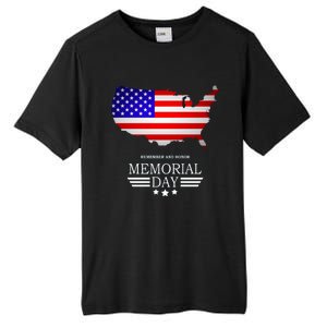 Remember And Honor Memorial Day American Flag Gift Tall Fusion ChromaSoft Performance T-Shirt