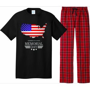 Remember And Honor Memorial Day American Flag Gift Pajama Set