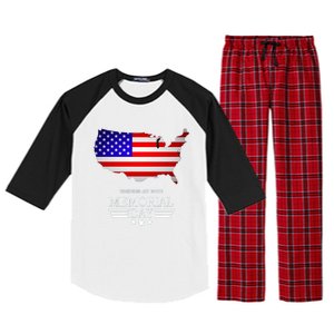 Remember And Honor Memorial Day American Flag Gift Raglan Sleeve Pajama Set