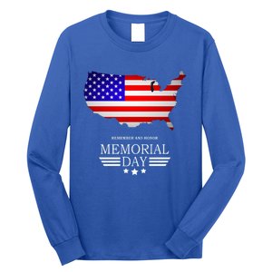 Remember And Honor Memorial Day American Flag Gift Long Sleeve Shirt