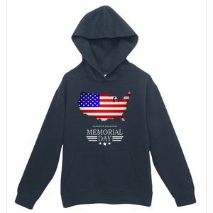 Remember And Honor Memorial Day American Flag Gift Urban Pullover Hoodie