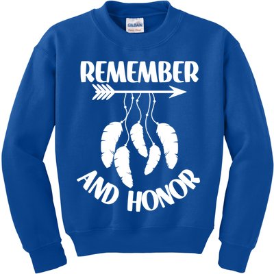 Remember And Honor Orange Day Canada Indigenous Meaningful Gift Kids Sweatshirt
