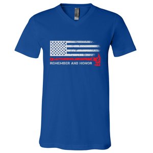 Remember And Honor Our Firefighters Patriotic Tribute Cute Gift V-Neck T-Shirt