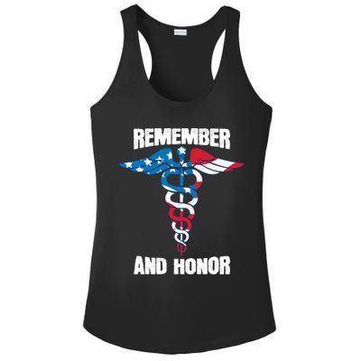 Remember And Honor Thank You Doctors Patriotic Tribute Meaningful Gift Ladies PosiCharge Competitor Racerback Tank