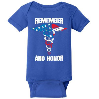 Remember And Honor Thank You Doctors Patriotic Tribute Meaningful Gift Baby Bodysuit