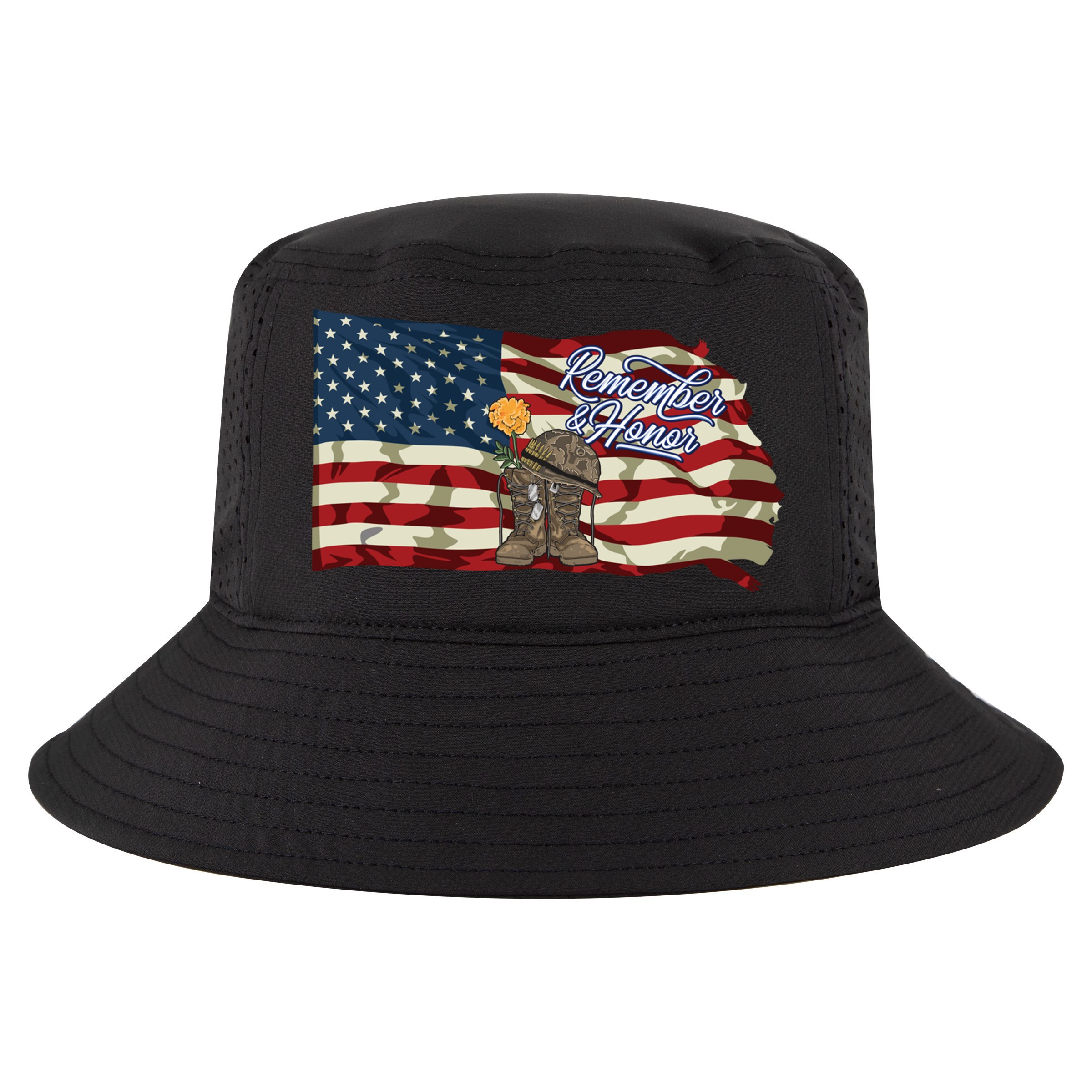 Remember And Honor Veterans Day Patriotic American Flag Cool Gift Cool Comfort Performance Bucket Hat