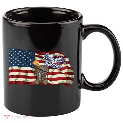 Remember And Honor Veterans Day Patriotic American Flag Cool Gift 11oz C Handle Ceramic Mug