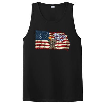 Remember And Honor Veterans Day Patriotic American Flag Cool Gift PosiCharge Competitor Tank