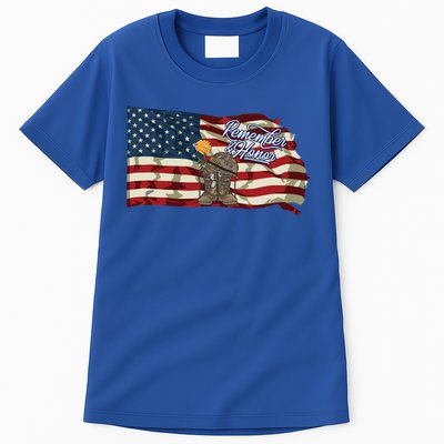Remember And Honor Veterans Day Patriotic American Flag Cool Gift Tall T-Shirt