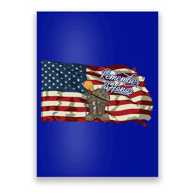 Remember And Honor Veterans Day Patriotic American Flag Cool Gift Poster